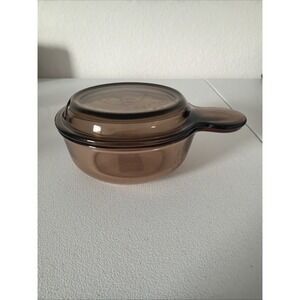 Corning Ware VISIONS V-150-B Grab It Bowl Pot + V-150-B PYREX Lid Amber